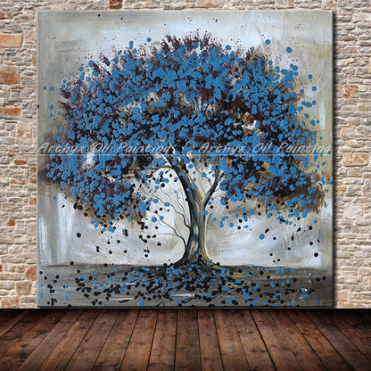 Arthyx Hand Painted Tree Oil Paintings On Canvas,Modern Abstract Floewrs Pop Art Posters Wall Picture For Living Room,Home Decor