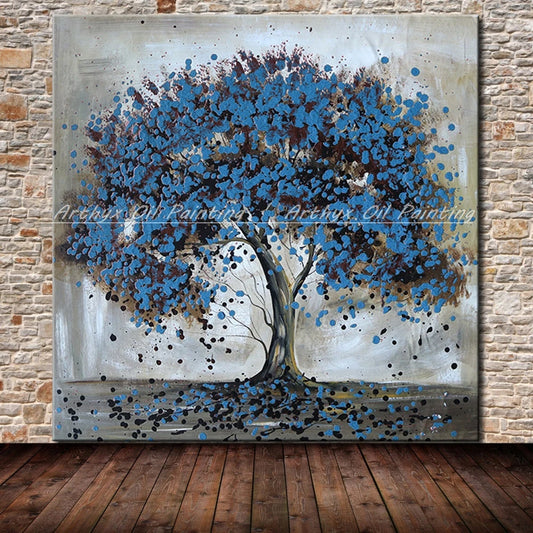 Arthyx Hand Painted Tree Oil Paintings On Canvas,Modern Abstract Floewrs Pop Art Posters Wall Picture For Living Room,Home Decor