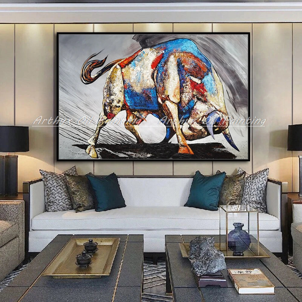 Arthyx Handpainted Horse Animal Oil Paintings On Canvas Handmade Abstract Wall Picture,Modern Pop Art For Living Room,Home Decor