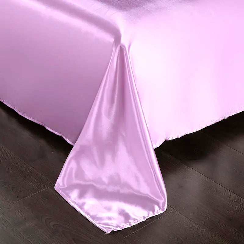 Bonenjoy 1 pc Bed Sheet for Summer Ice Cool Fabric Top Sheets Satin Smooth Flat Bed Sheet for Double Bedding (no pillowcase)