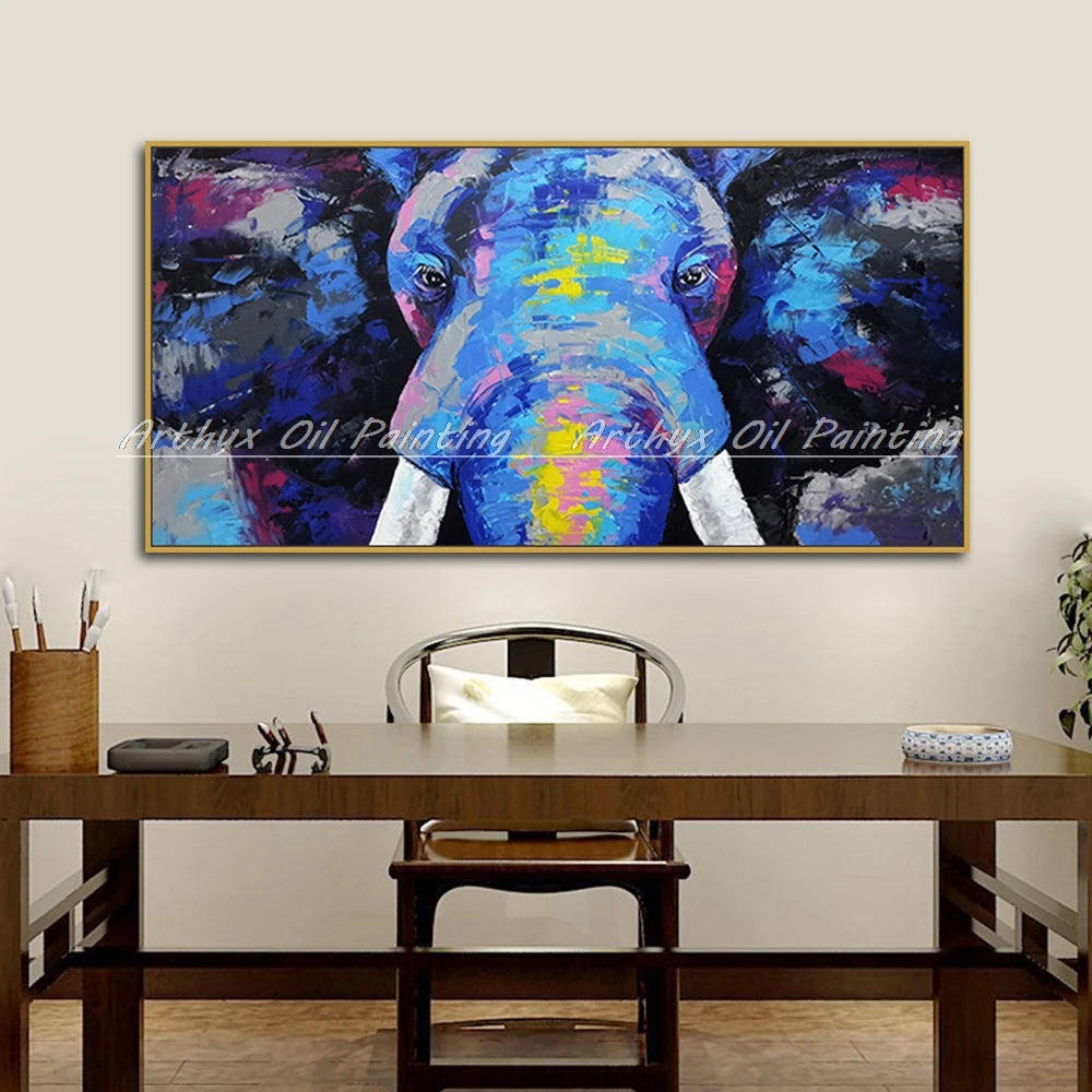 Arthyx Handpainted Horse Animal Oil Paintings On Canvas Handmade Abstract Wall Picture,Modern Pop Art For Living Room,Home Decor