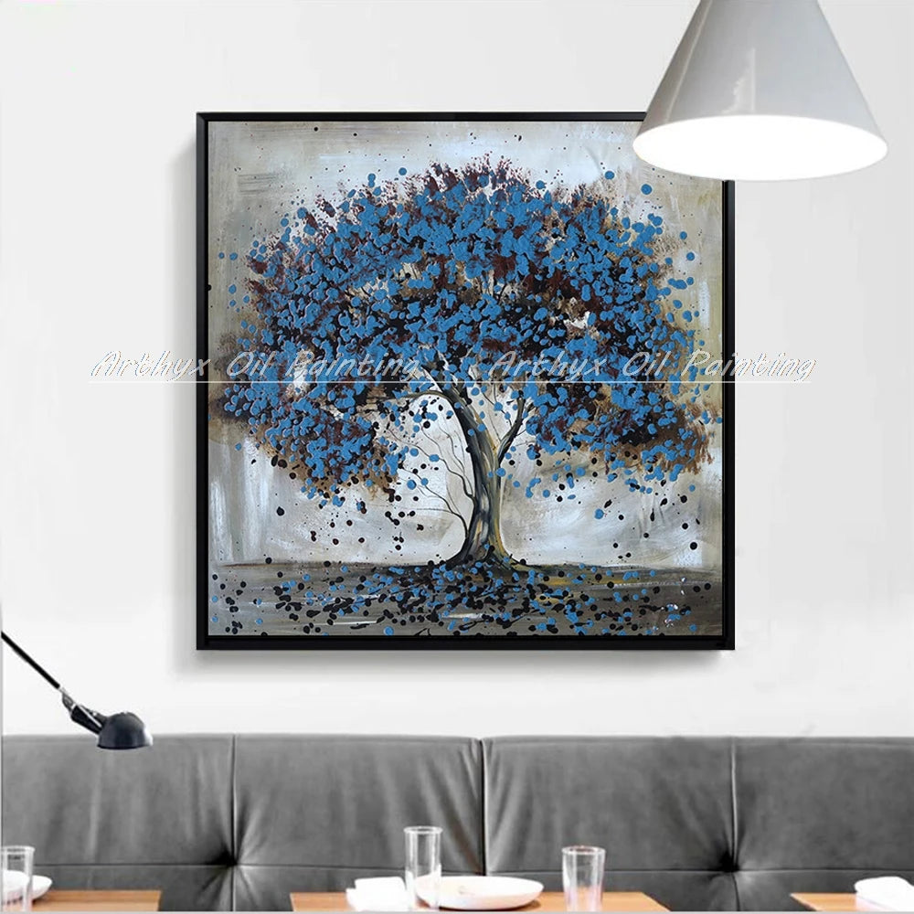 Arthyx Hand Painted Tree Oil Paintings On Canvas,Modern Abstract Floewrs Pop Art Posters Wall Picture For Living Room,Home Decor