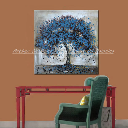 Arthyx Hand Painted Tree Oil Paintings On Canvas,Modern Abstract Floewrs Pop Art Posters Wall Picture For Living Room,Home Decor