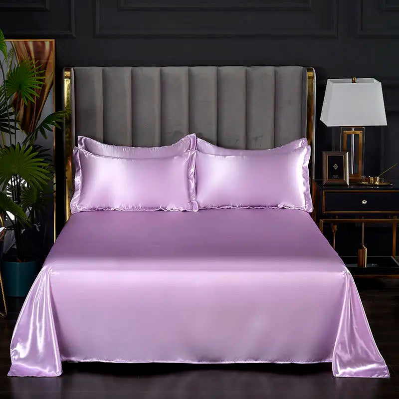 Bonenjoy 1 pc Bed Sheet for Summer Ice Cool Fabric Top Sheets Satin Smooth Flat Bed Sheet for Double Bedding (no pillowcase)