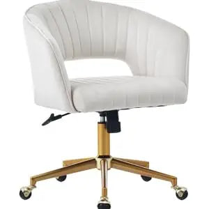 Home Office Chair Swivel Velvet Desk Chair, Vanity Chair with 360 Swivel Armchair and Gold Base,for Living Room, Bedroom, Vanity