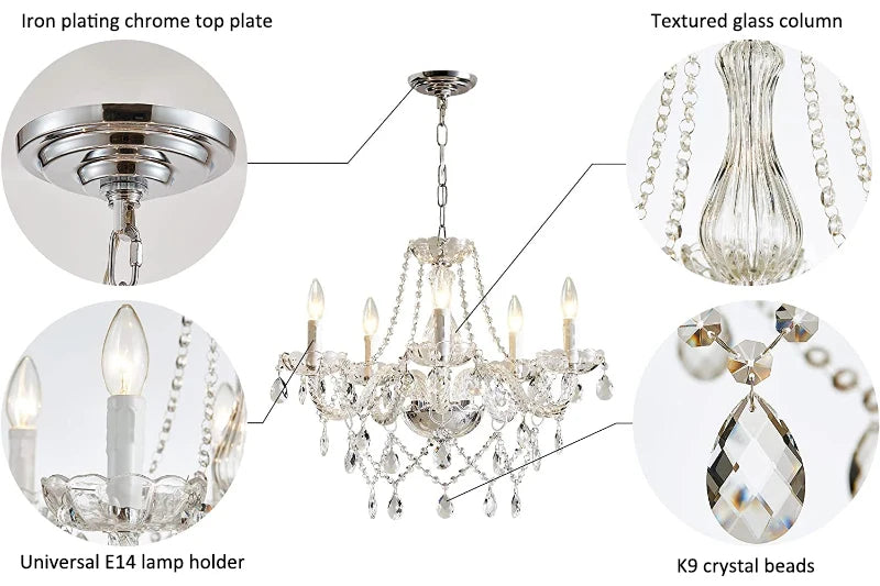 Europe Crystal Chandelier Luxury Chandeliers Home Decor Loft Living Room Bedroom Kitchen  Pendant Lamps Indoor Lighting Fixture