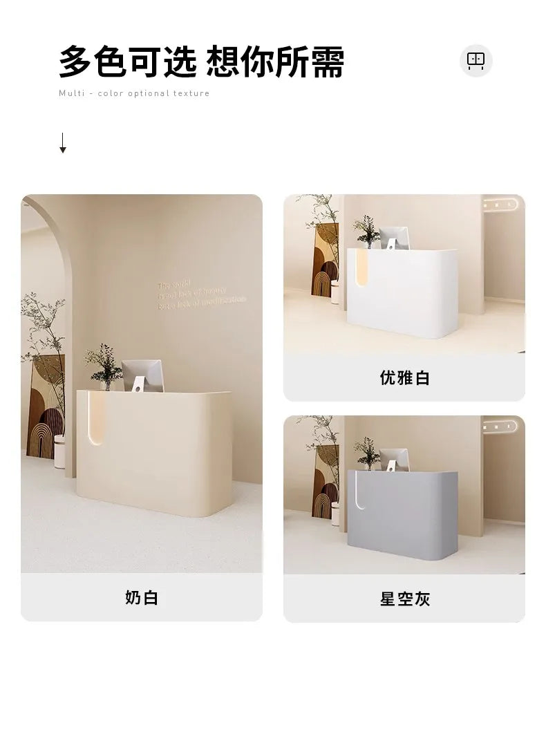 Cream Style Simplicity Reception Desks Beauty Salon Designer Clothing Store Reception Desk Modern Office Furniture Receptie HBRD