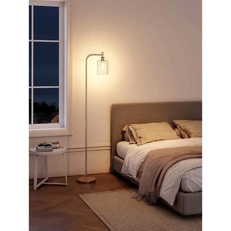 Floor Lamps for Living Room Bright Lighting with Seeded Glass lampshade, Modern Bright Floor Lamp with LED Bulbs