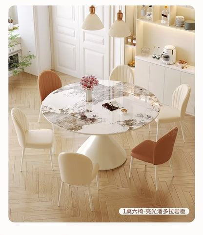 Modern 6 Chairs Dining Table Conference Full Integral Luxurious Dinning Tables Chairs White Mesas De Comedor Kitchen Furniture