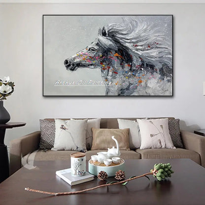 Arthyx Handpainted Horse Animal Oil Paintings On Canvas Handmade Abstract Wall Picture,Modern Pop Art For Living Room,Home Decor