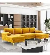 Sectional Sofa Couch,4 Seat Set for Living Room,Convertible L-Shaped Velvet Couch Set with Chaise Lounge,114 inche