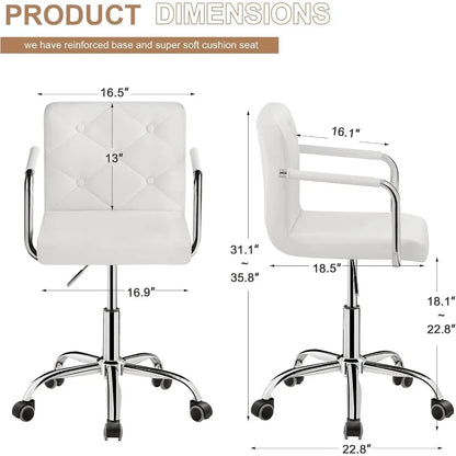 Rolling Work Chair for Home Office Desk Adjustable Height with Wheels for Study/Task 360°Swivel Mid Back Office Chair