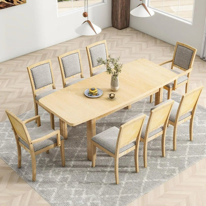 9-Piece Rectangular Dining Table Set,for 8 Extendable,with 8 Dining Chairs,dinning tables sets