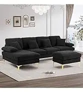 Sectional Sofa Couch,4 Seat Set for Living Room,Convertible L-Shaped Velvet Couch Set with Chaise Lounge,114 inche