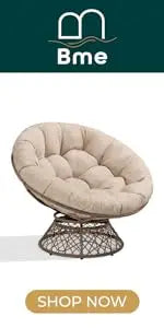 Ergonomic wicker papaya chair with soft cushion, steel frame, 360 degree rotation, suitable for living room and lounge