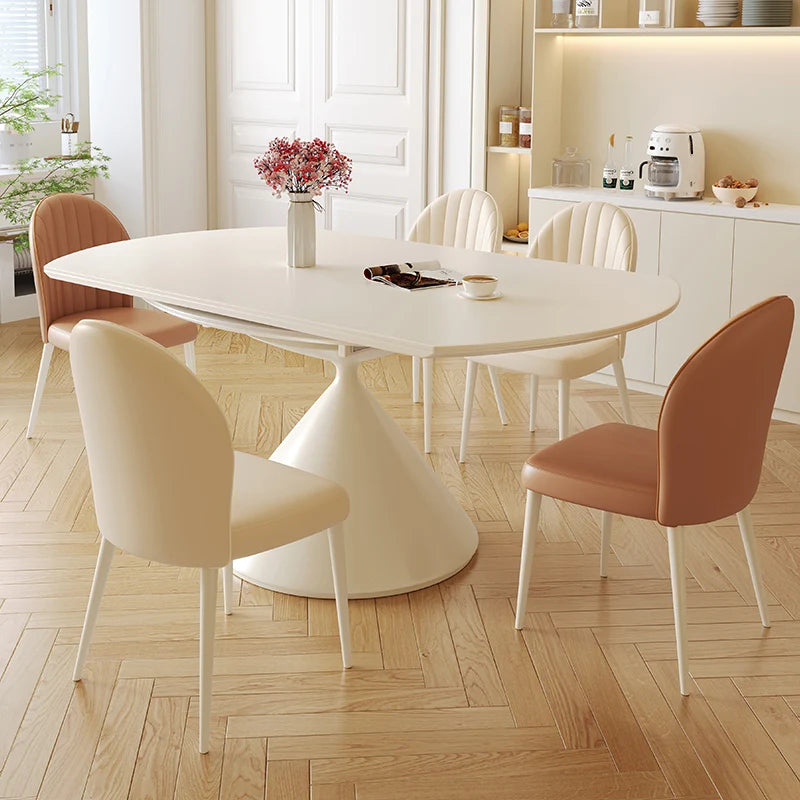 Modern 6 Chairs Dining Table Conference Full Integral Luxurious Dinning Tables Chairs White Mesas De Comedor Kitchen Furniture