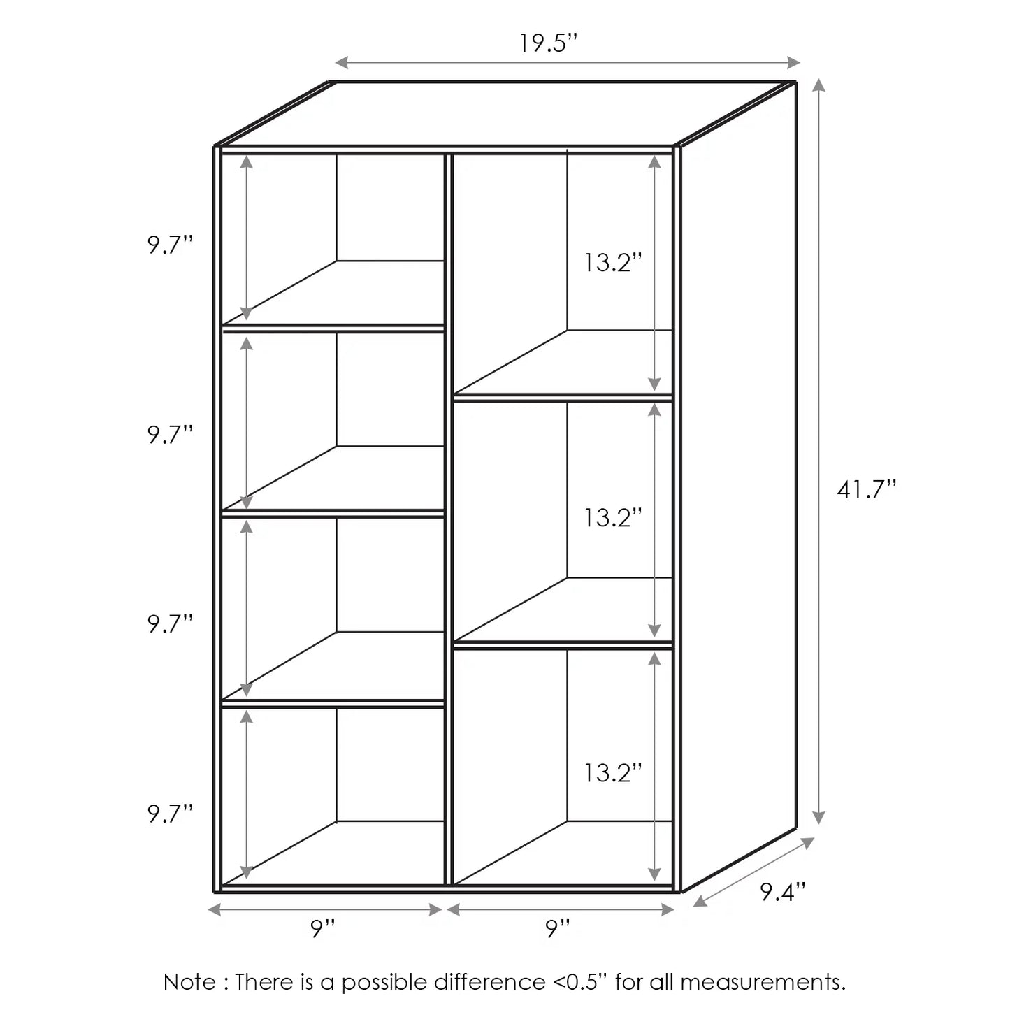 7-Cube Reversible Open Shelf Bookcase, White