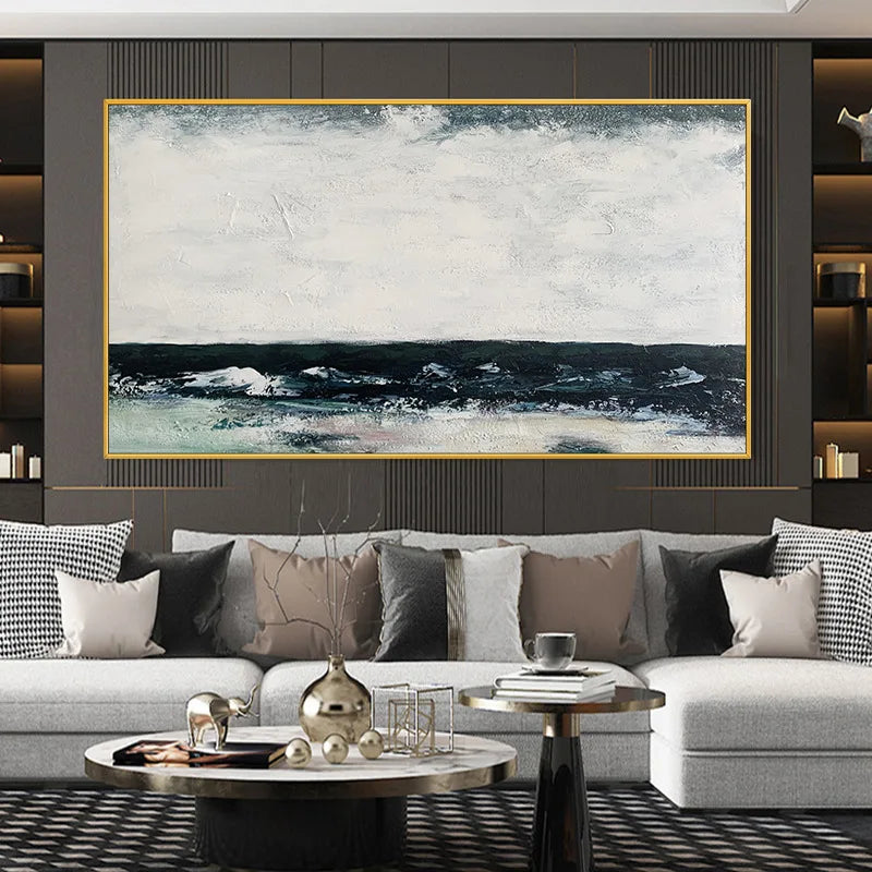 Handmade Textured Abstract Wall Art Sunrise Modern Large Oil Paintings on Canvas Wall Decor for Living Room Office Home Decor