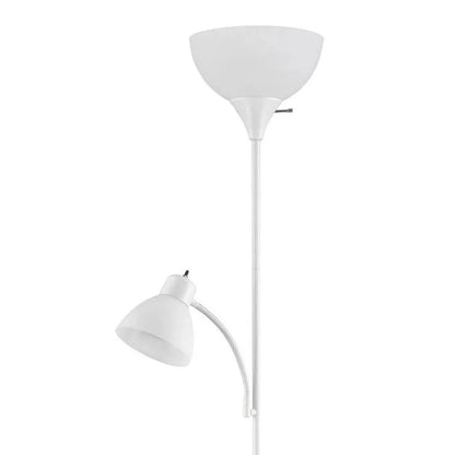 72" Combo Floor Lamp, with Reading Light, White, Plastic, Modern, for Home and Office Use