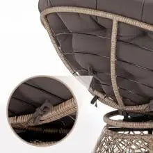 Ergonomic wicker papaya chair with soft cushion, steel frame, 360 degree rotation, suitable for living room and lounge