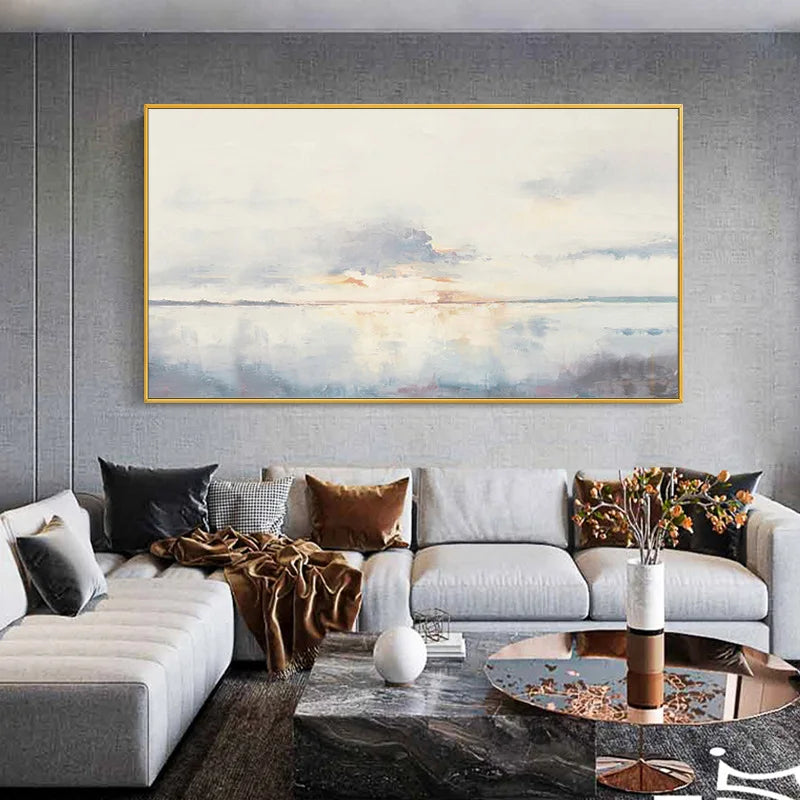 Handmade Textured Abstract Wall Art Sunrise Modern Large Oil Paintings on Canvas Wall Decor for Living Room Office Home Decor