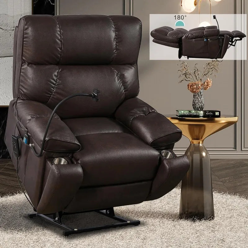 Dual Motor Lay Flat Power Lift Recliner Chair with Hidden Cup Holder and Adjustable Phone Holder for Elderly