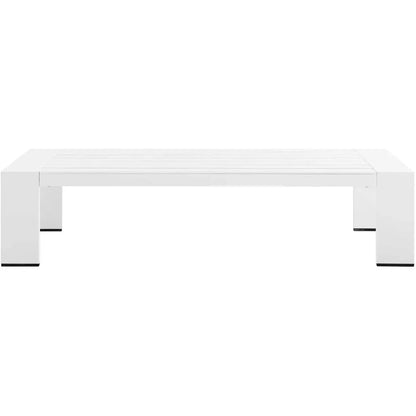 Outdoor Powder-Coated Aluminum Weather-Resistant Coffee Table, 26.5"D x 51"W x 12"H Outdoor Tables White