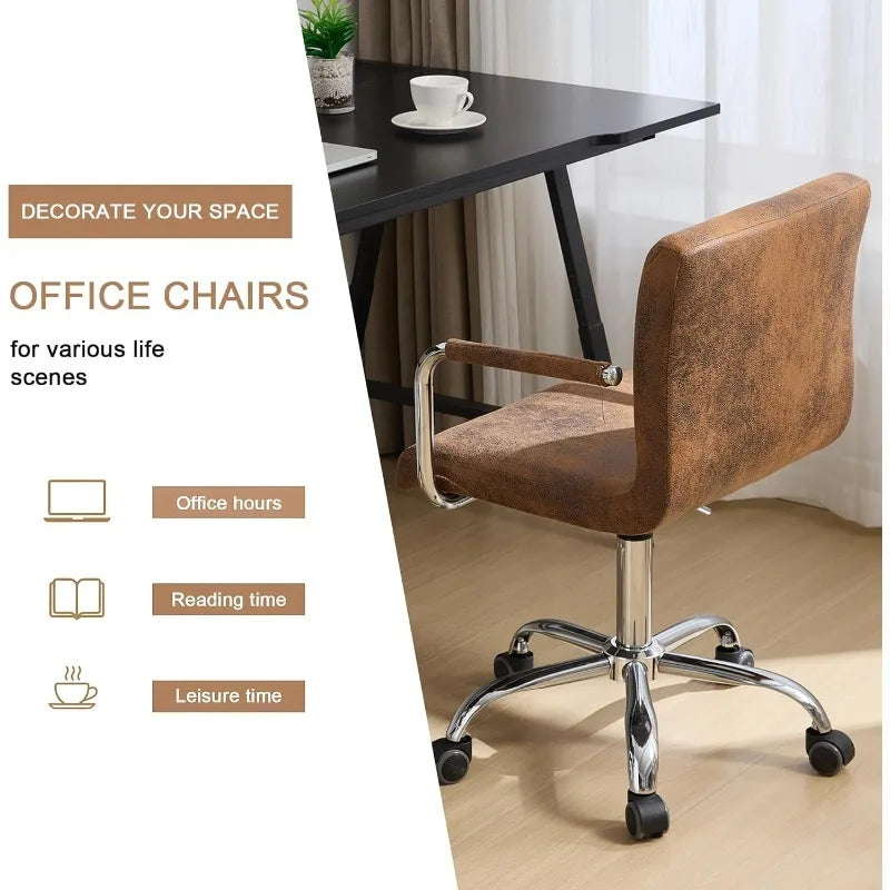 Rolling Work Chair for Home Office Desk Adjustable Height with Wheels for Study/Task 360°Swivel Mid Back Office Chair