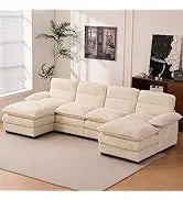 Sectional Sofa Couch,4 Seat Set for Living Room,Convertible L-Shaped Velvet Couch Set with Chaise Lounge,114 inche