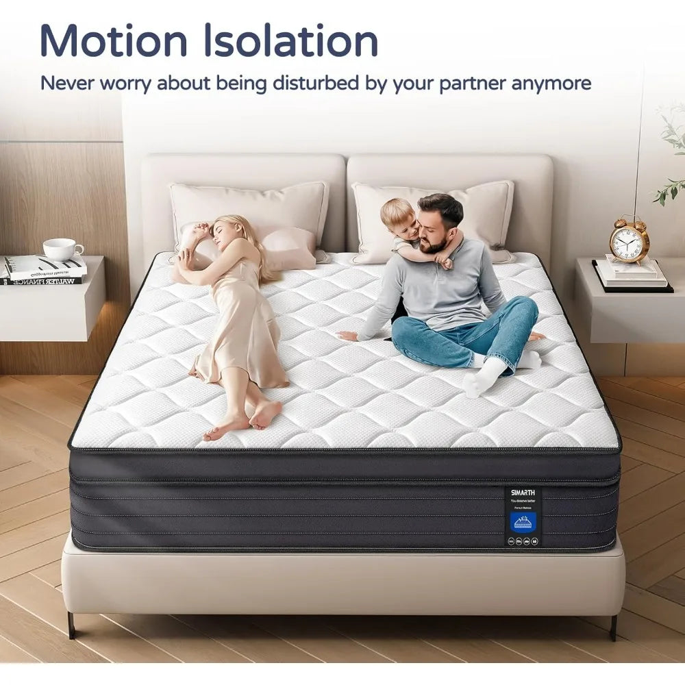 Queen Mattresses - 12 Inch Hybrid Queen Size Mattress in A Box, Gel Memory Foam with Motion Isolation and Pressure Relief