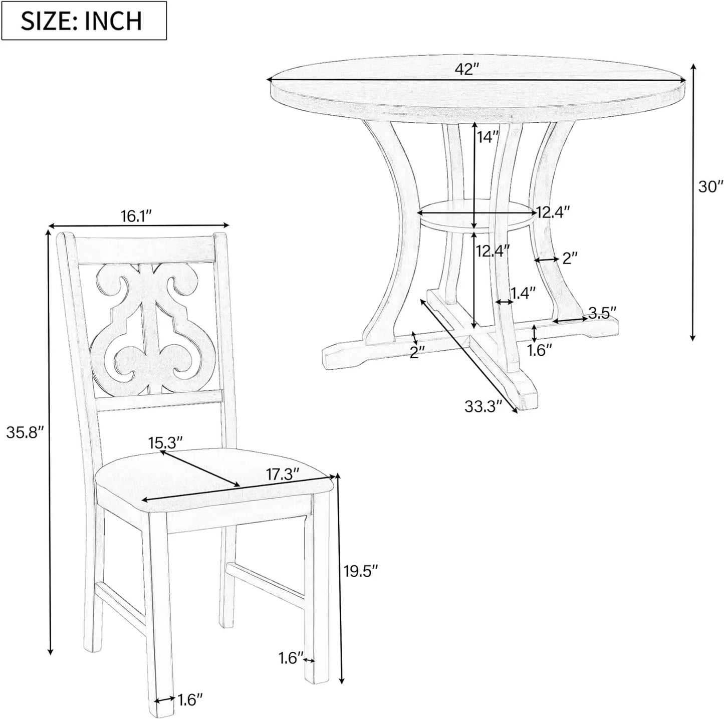 5-Piece Round Dining Table Set, Extendable Table with 4 Upholstered Chairs, Dining Room Table Sets, Kitchen Tables sets