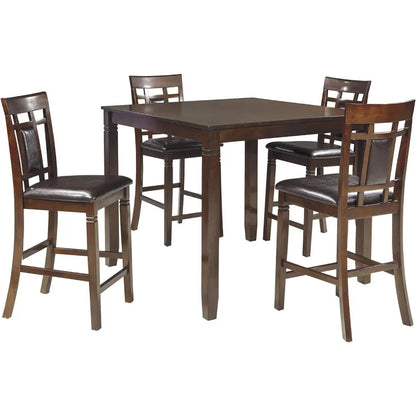 Counter Height Dining Set, Includes Table & 4 Barstools, Brown,Contemporary 5 Piece Dining Sets