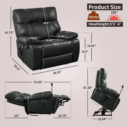 Dual Motor Lay Flat Power Lift Recliner Chair with Hidden Cup Holder and Adjustable Phone Holder for Elderly