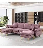 Sectional Sofa Couch,4 Seat Set for Living Room,Convertible L-Shaped Velvet Couch Set with Chaise Lounge,114 inche