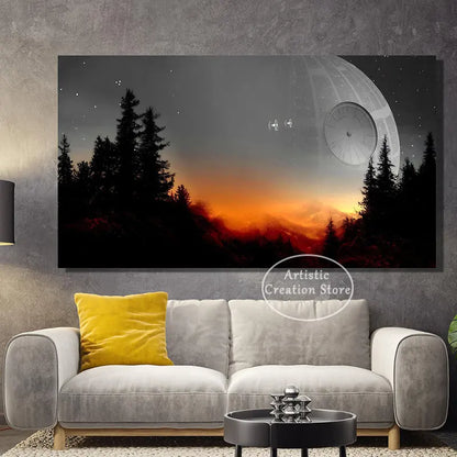 Star Universe Mountains Landscape Space War Poster Prints Canvas Painting for Living Room Office Wall Art Pictures Home Decor