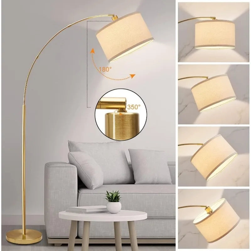 Arc floor lamps, Dimmable Floor Lamp with Adjustable Head, Black Finish Modern Floor Lamp,Over Couch Tall Standing Hanging Light