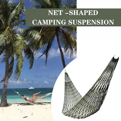 Nylon Rope Meshy Hammock For Outdoor Sleeping Net Bed Portable Outdoor Green Yard Sport Camping Hammock Hanging Bed