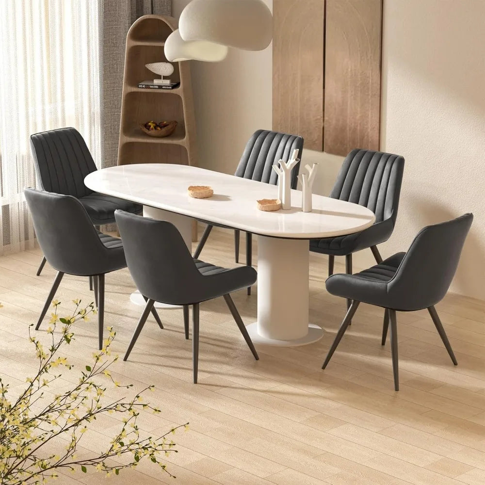 Dining Chairs Set of 4, Comfy Dining Room Chairs with Thick Cushions, Upholstered Fabric Kitchen Side Chairs with Metal Legs,