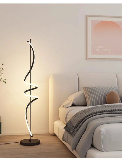 Modern LED Floor Lamp Luxury Line Design Light Bedroom Bedside Living Study Simple Revolve Milieu Indoor Home Decorative Fixture