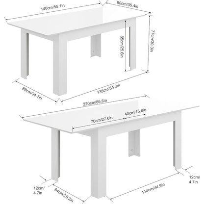 Extendable Dining Table  Wooden Dining Room Table, Modern Extendable Table for Gatherings, Meeting for Small Kitchens