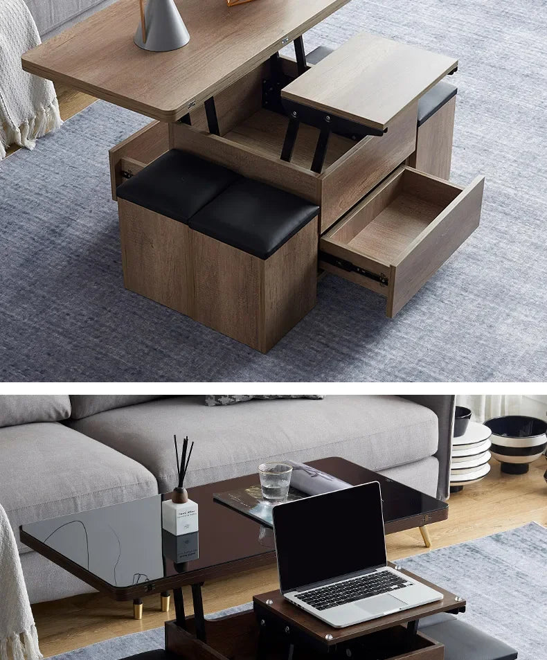 Lift Up Modern Coffee Table Trau Organizer Black Sofa Nordic Mobile Coffe Table Mesa Lateral Apartamento Couchtisch Furniture