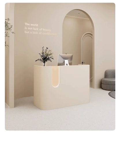 Cream Style Simplicity Reception Desks Beauty Salon Designer Clothing Store Reception Desk Modern Office Furniture Receptie HBRD