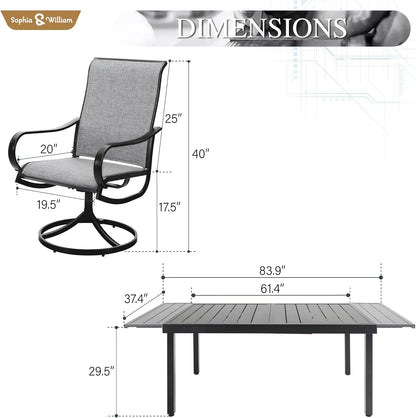 Outdoor Dining set Patio Dining sets Patio Table and Chairs set 9 Pieces Outdoor Dining Table for 8 with Swivel Patio Chairs