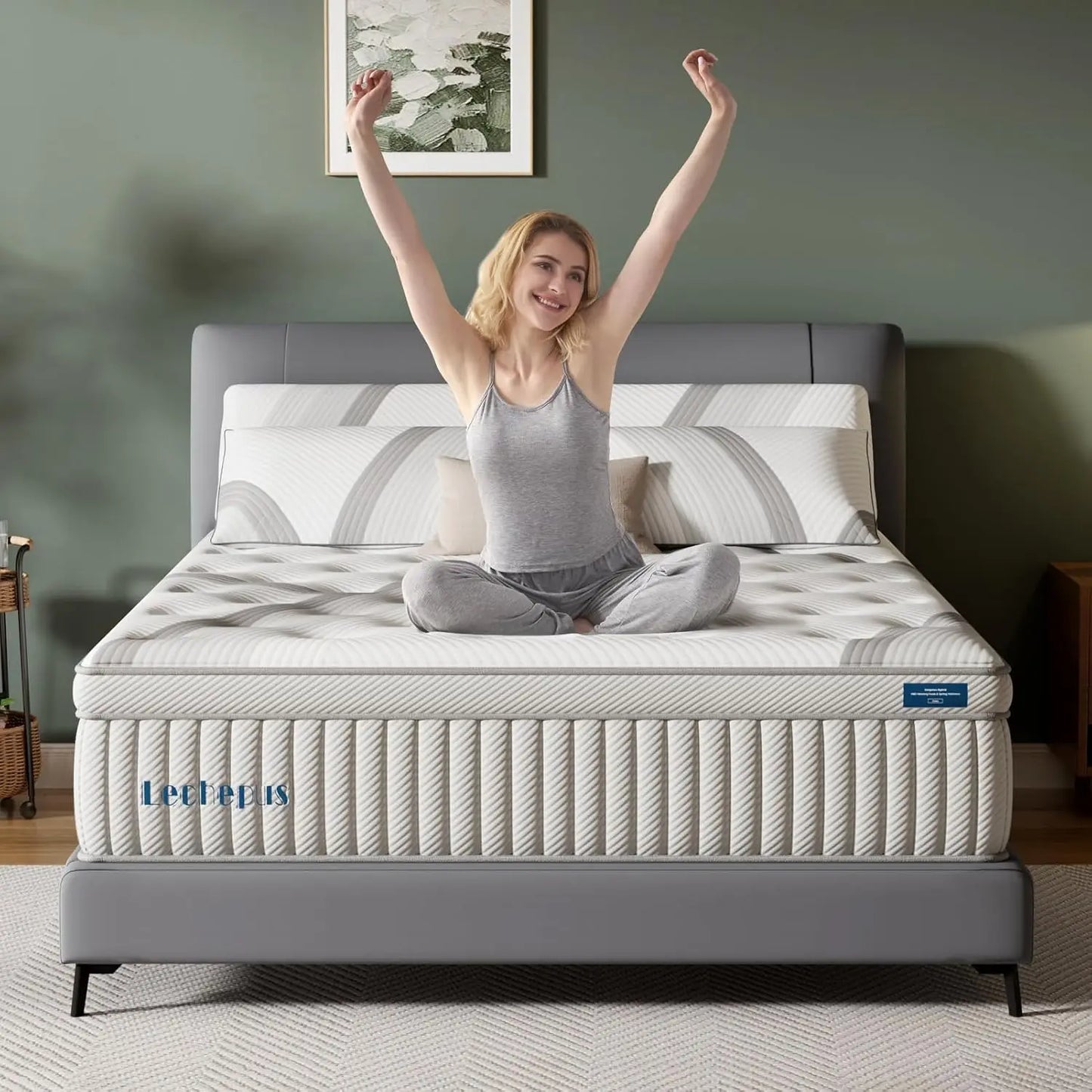 Queen Mattress,14Inch Memory Foam Hybrid Mattress with Pocket Spring, Mattress in Box, Motion Isolation, Medium Plush Mattress