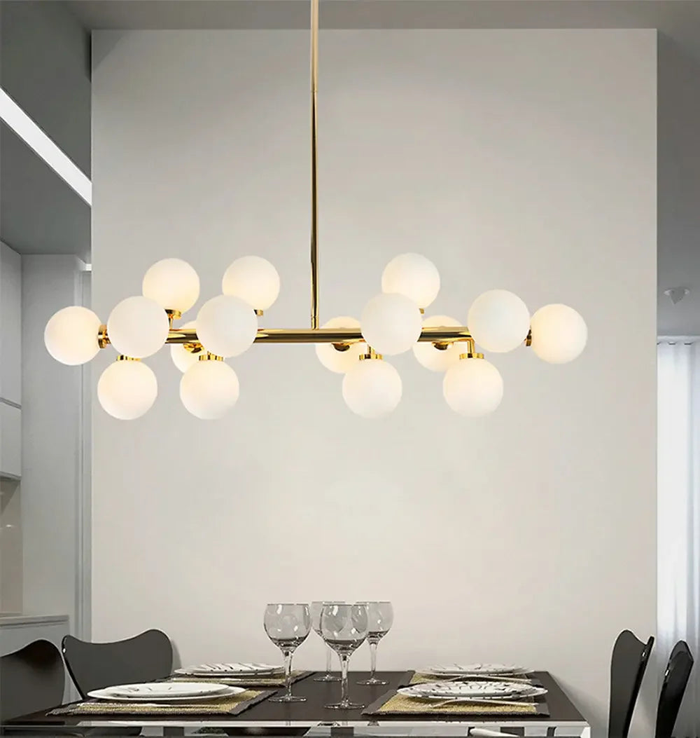 Nordic Modern Pendant Lamp Luxury Home Decor Lighting Fixtures Glass Round Lampshade Chandelier for Restaurant Villa