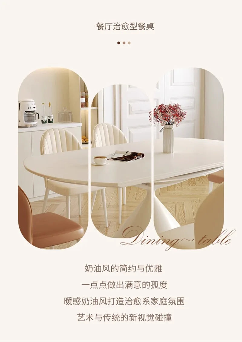 Modern 6 Chairs Dining Table Conference Full Integral Luxurious Dinning Tables Chairs White Mesas De Comedor Kitchen Furniture