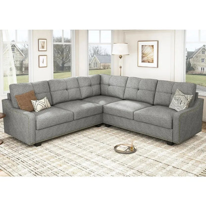 Living Room Convertible Sectional Sofa, L Shaped Couch for Small Apartment, Reversible Sectional Couch, Velvet Black