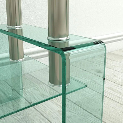 Clear Glass Coffee Table Metal Tube (All-Black)