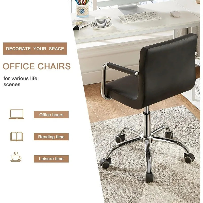 Rolling Work Chair for Home Office Desk Adjustable Height with Wheels for Study/Task 360°Swivel Mid Back Office Chair