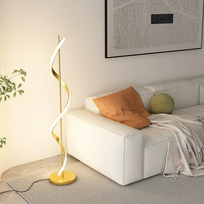 Modern LED Floor Lamp Luxury Line Design Light Bedroom Bedside Living Study Simple Revolve Milieu Indoor Home Decorative Fixture